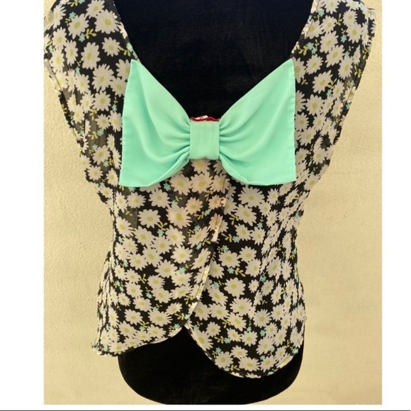 Bongo chiffon sleeveless floral summer top M - Picture 10 of 10